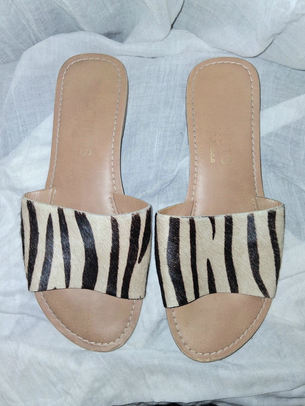 Coconuts by Matisse Zebra-Print Slide Sandals - Tan & Black - Picture 3 of 6